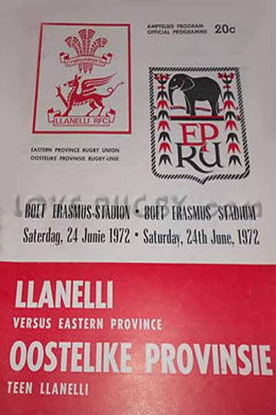 1972 Eastern Province v Llanelli  Rugby Programme